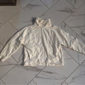 Vince white high neck drawstring sweatshirt/ windbreaker- size large
